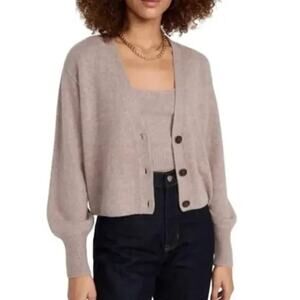Reformation Varenne Cashmere Cardigan and Top Oatmeal
